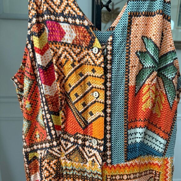 Haute Hippie Boho Patchwork Print Colorful Wode Leg Jumpsuit XS - Picture 3 of 7